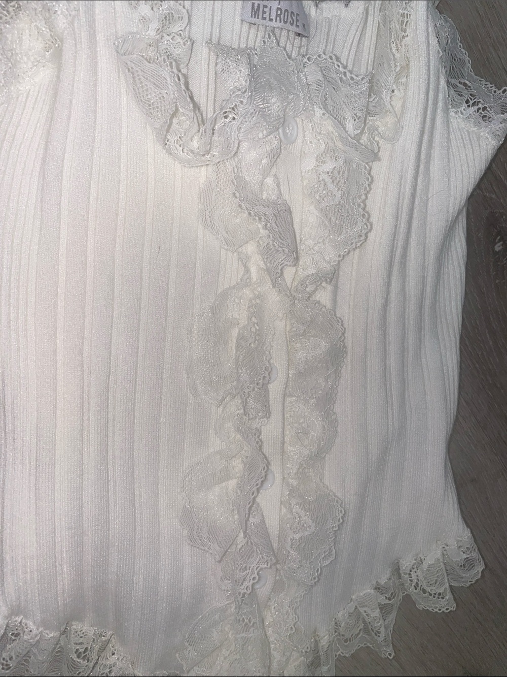 Melrose White Lace-Trim Ribbed Camisole - Picture 3 of 7